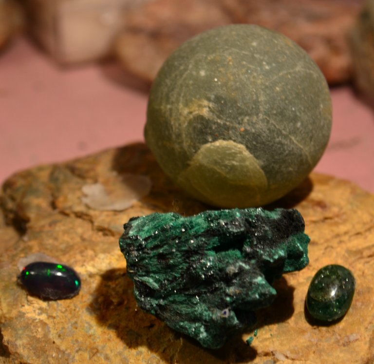 Steemit colorchallenge green thursday opal malachite tsavorite prehnite.jpg