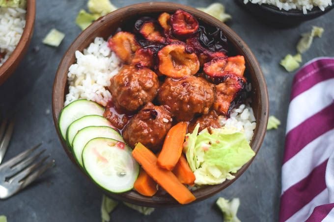 Roasted Plum BBQ Chicken Meatball Bowls4.jpg