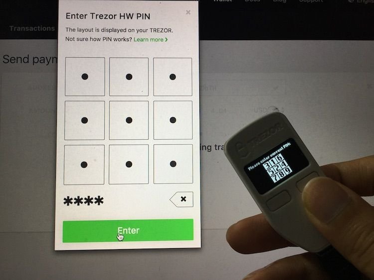 Trezor - Send Bitcoin Enter PIN.JPG