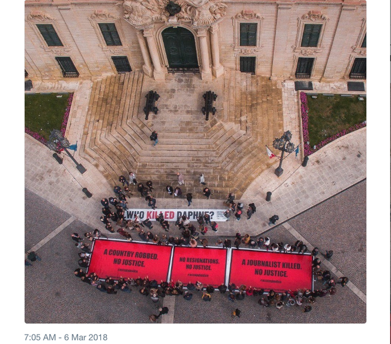 Matthew Caruana Galizia on Twitter   Three billboards taken to Joseph Muscat s office  Malta  after they were forcibly removed from public hoardings on his instruction. Photo and billboards by  occupyjusticema.… https.png