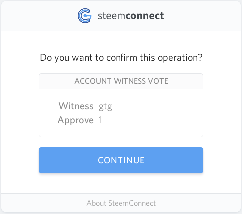 voting gtg for witness using steemconnect