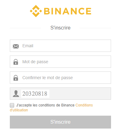 S'inscrire sur Binance