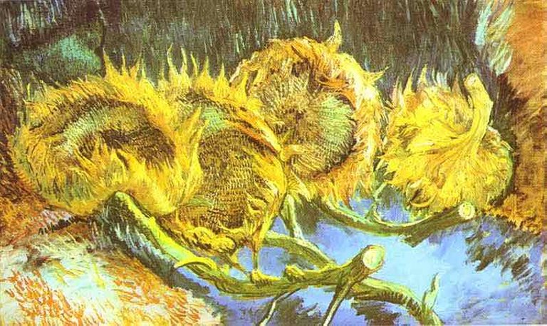 Four Cut Sunflowers by Van Gogh, 60cm X 100cm, Rp.5.800.000.jpg