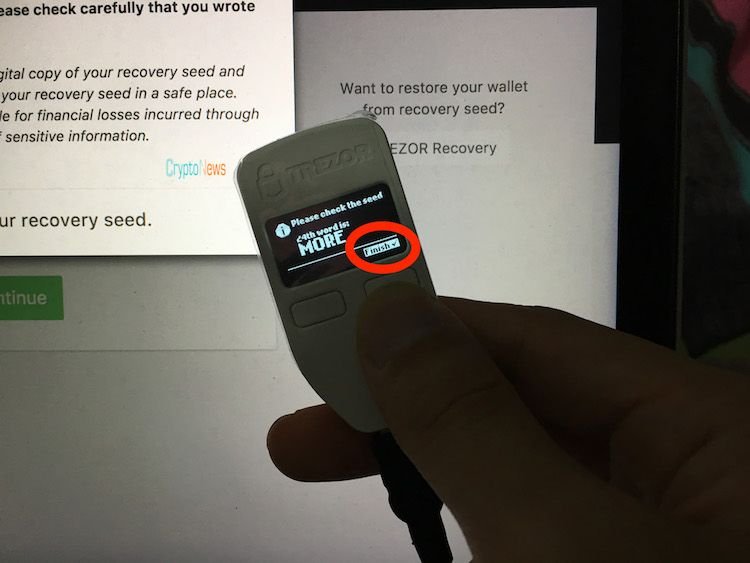 Config Trezor - Check the recovery seed.JPG