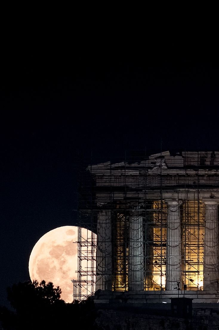 Super Blue Blood Moon over Acropolis