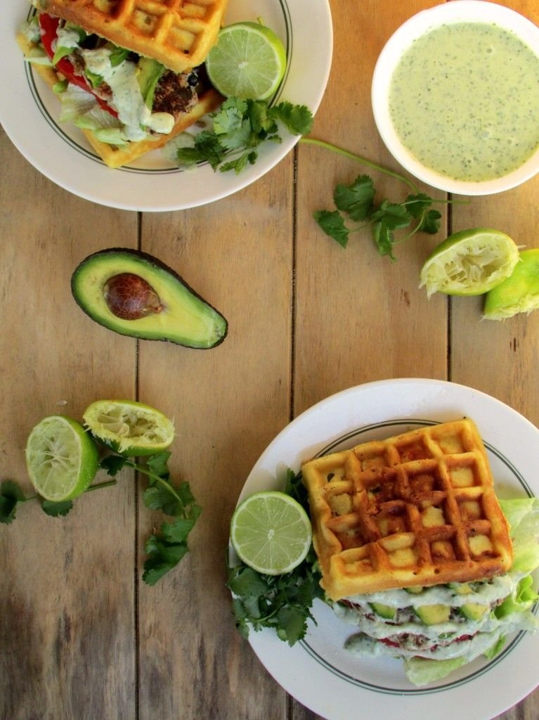 Lime-Chicken-Burgers-on-Cheesy-Jalapeño-Corn-Waffle-with-Cilantro-Yogurt-Sauce-7-767x1024.jpg