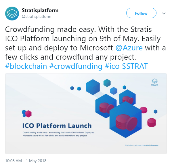 stratis ico platform tweet.png