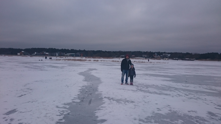 Walking on frozen river