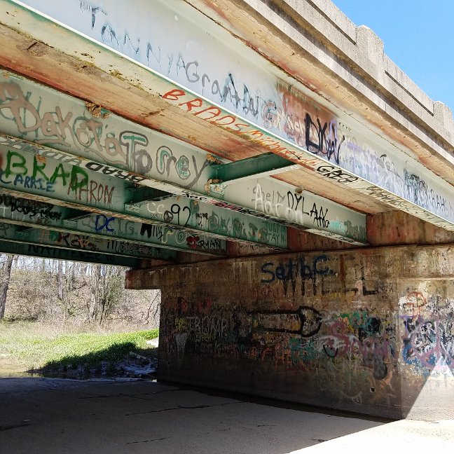 North angle view of East overpass inner wall