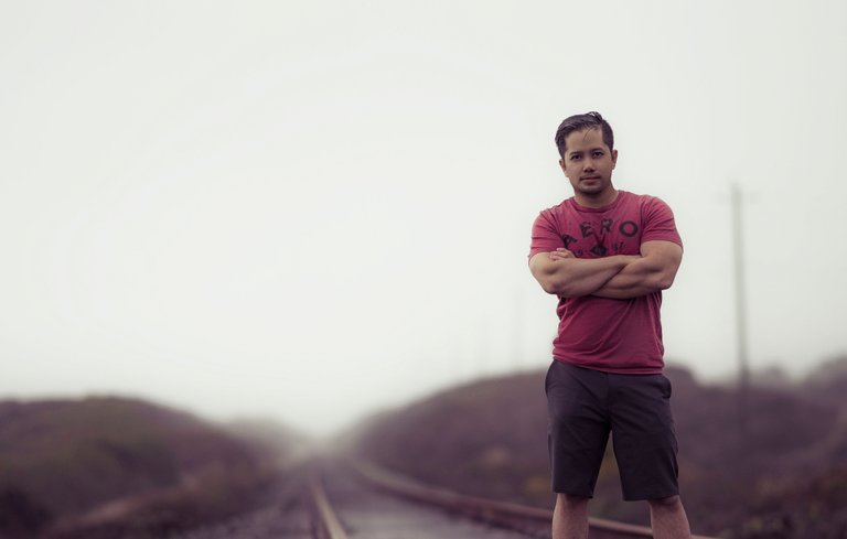 2016-10-17-Santa Cruz, California, Coast Dairies, Panther Beach - Self Portrait on the Railroad.jpg