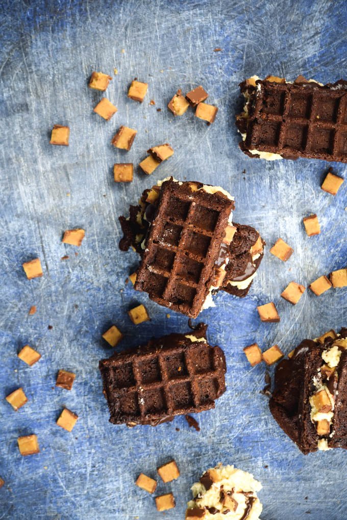 Waffled Brownie Hot Fudge Moose Track Ice Cream Sandwiches (7).jpg