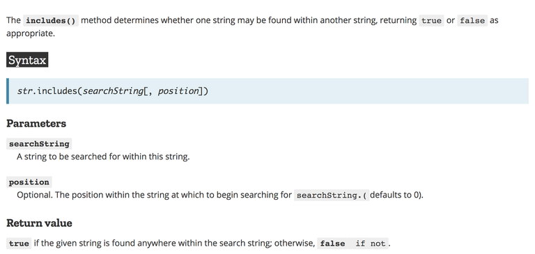 String.prototype.includes page