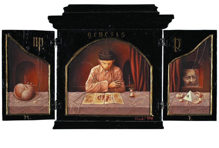 Genesis ,triptych,oil on wood,central panel 12x9 cm,wings 10x5cm, 1998.jpg