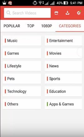 snaptube categories.jpg