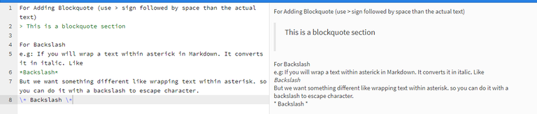 blockquote and backslash