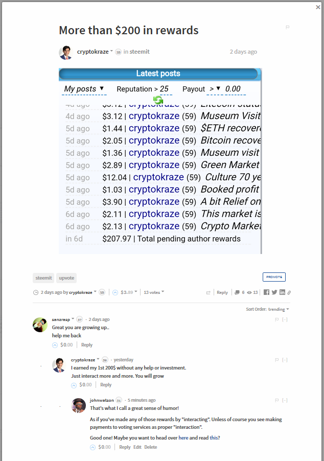 @cryptokraze boasting about rewards