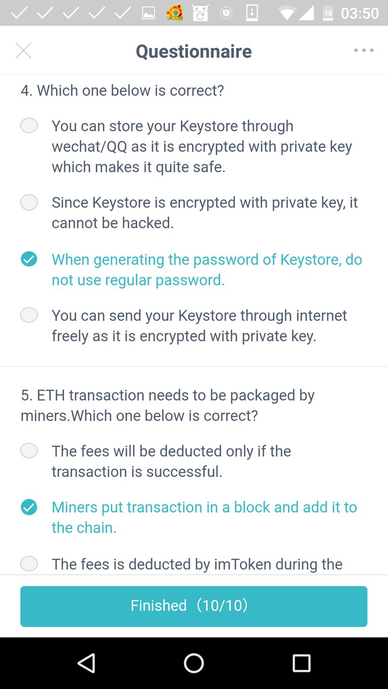 4. When generating the password of Keystore, do not use regular password. 5. Miners put transaction in a block and add it to the chain.