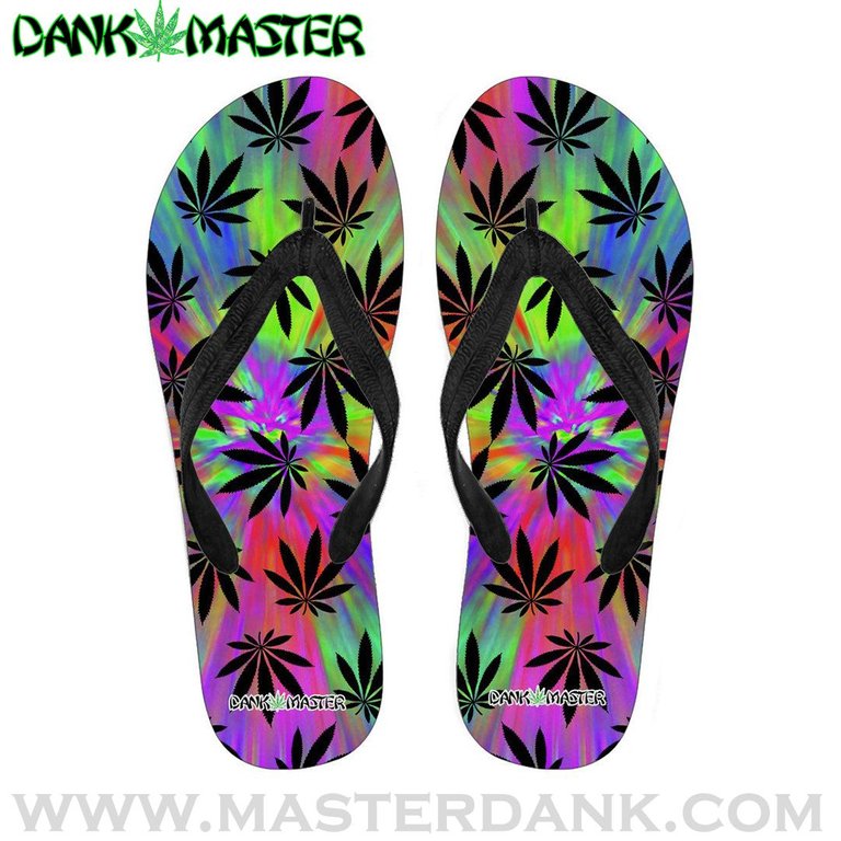 dank master stoner fashion neon tie dye weed flip flops.jpg