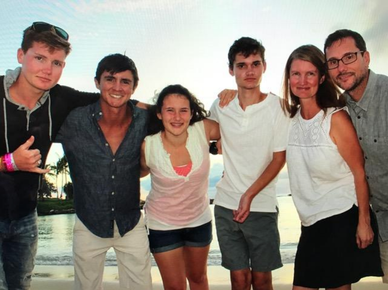 family on beach