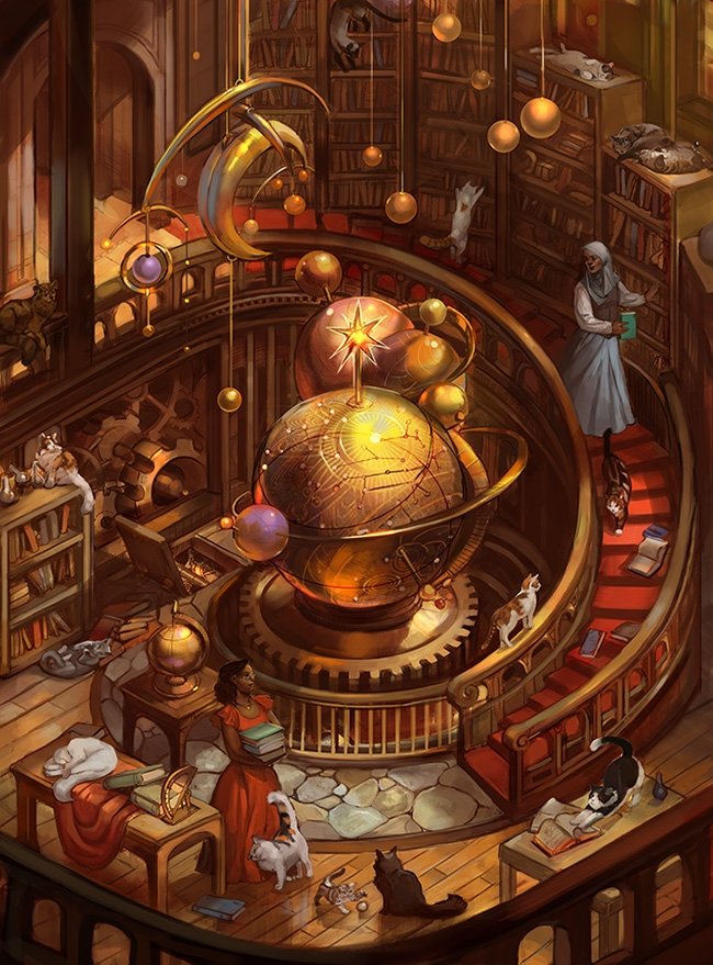 06-Library-with-spiral-Staircase-Julie-Dillon-Fantasy-Worlds-Explored-with-Digital-Art-Drawings-www-designstack-co.jpg
