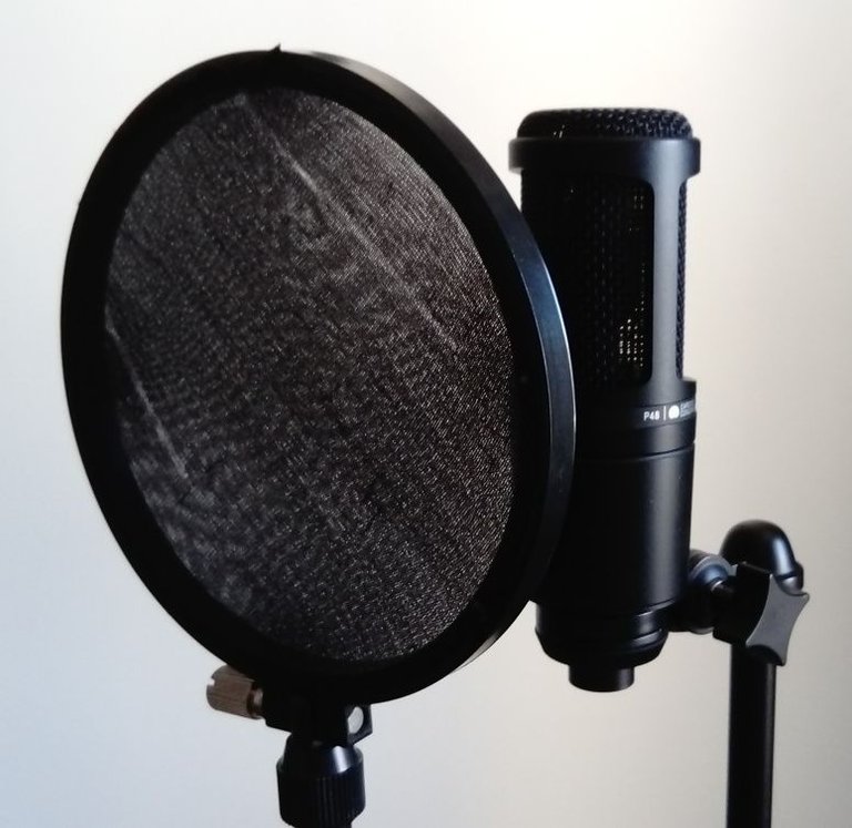 A microphone with a pop filter