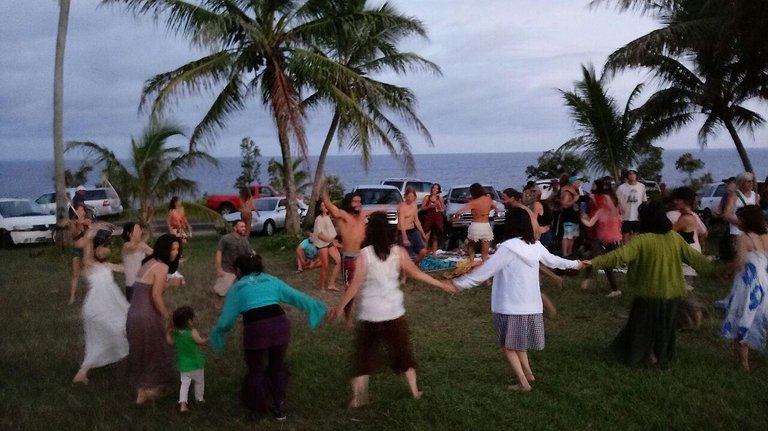 Circle dancing at the lawn