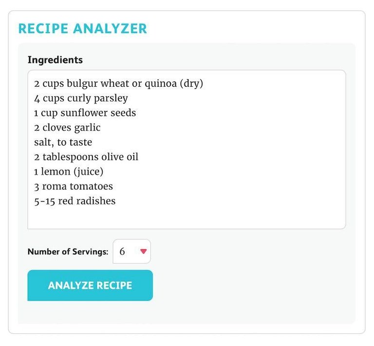 Enter the ingredients into VeryWell