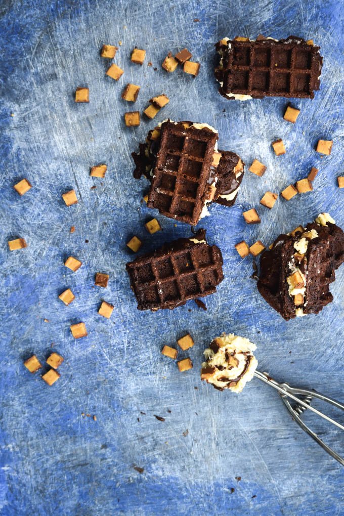 Waffled Brownie Hot Fudge Moose Track Ice Cream Sandwiches (4).jpg