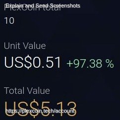 Unit value 51.30 cents/PlexCoin