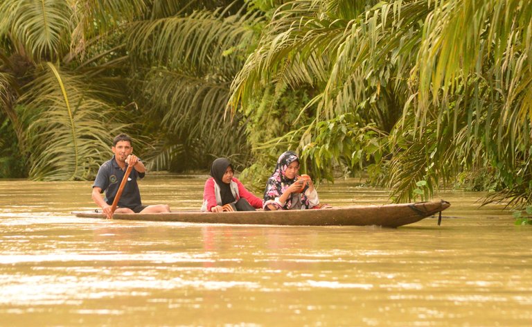 sampan alat transportasi alternatif saat banjir.JPG