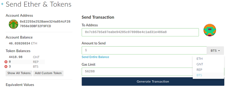 trezor select token to send.png