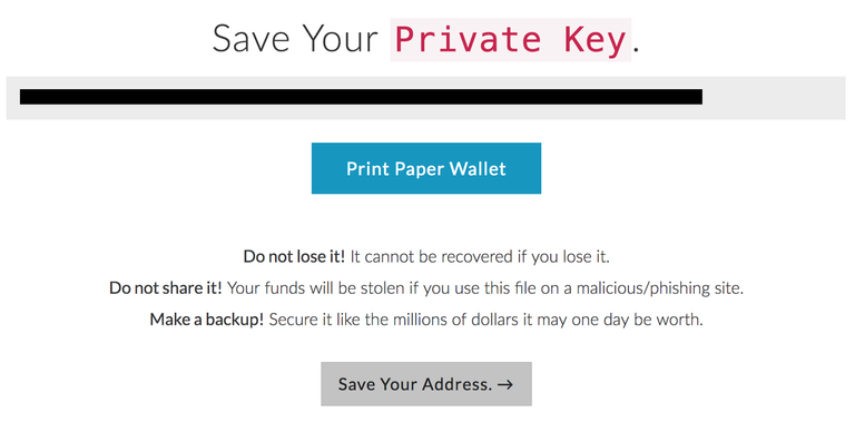 Saving your private key