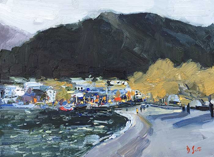 7. Queenstown From The Shore, Oil, 12x16 Inches, 2017.jpg