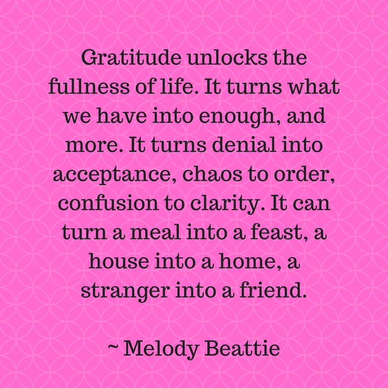 Gratitude unlocks the fullness of life. It turns what we have into enough, and more. It turns denial into acceptance, chaos to order, confusion to clarity. It can turn a meal into a feast, a house into a home, a stra.png