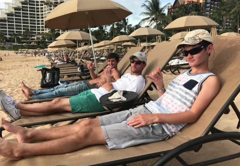 boys in beach chairs