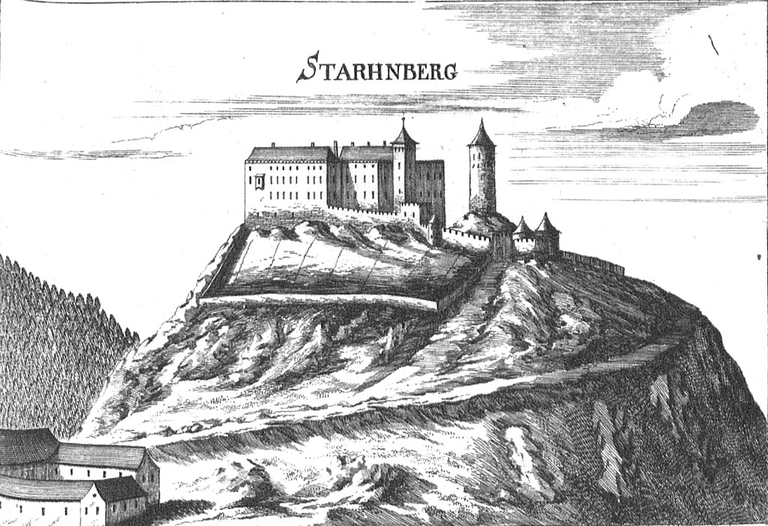 Burg Starhemberg. Kupferstich von Georg Matthäus Vischer, 1672.