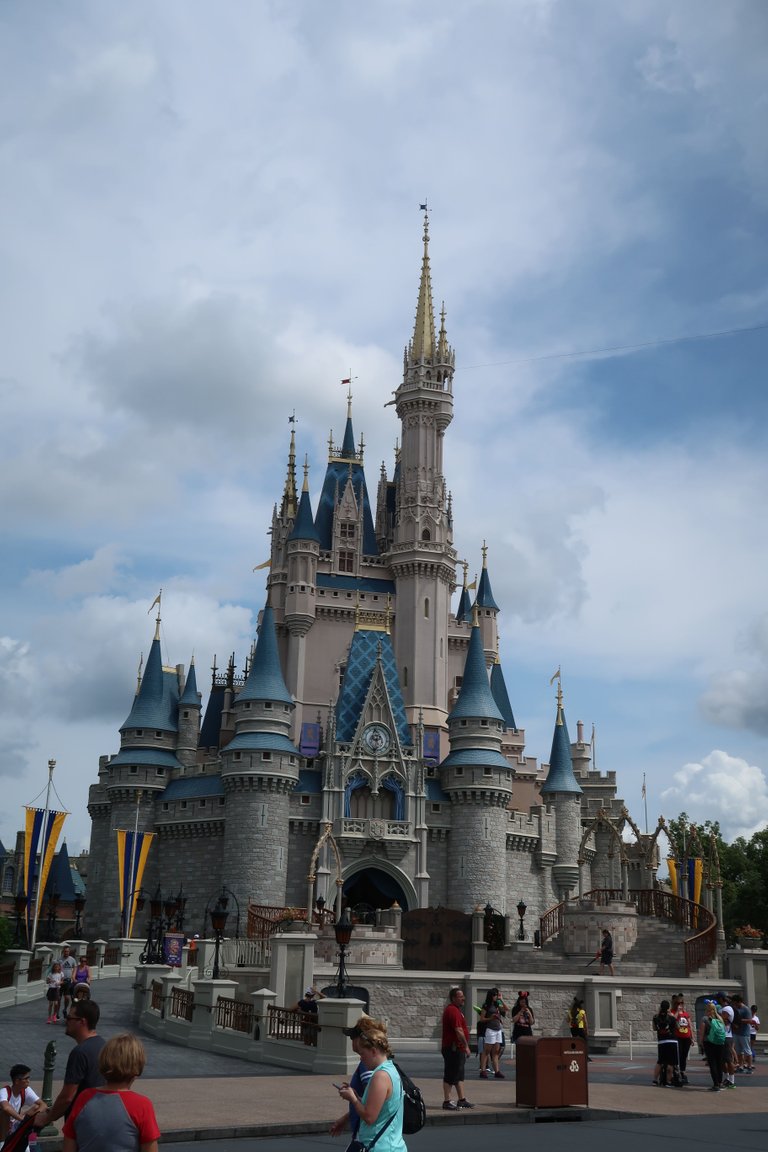 Castle close with clouds and blue sky Magic Kingdom theme park at Walt Disney World Resort September 2017.JPG