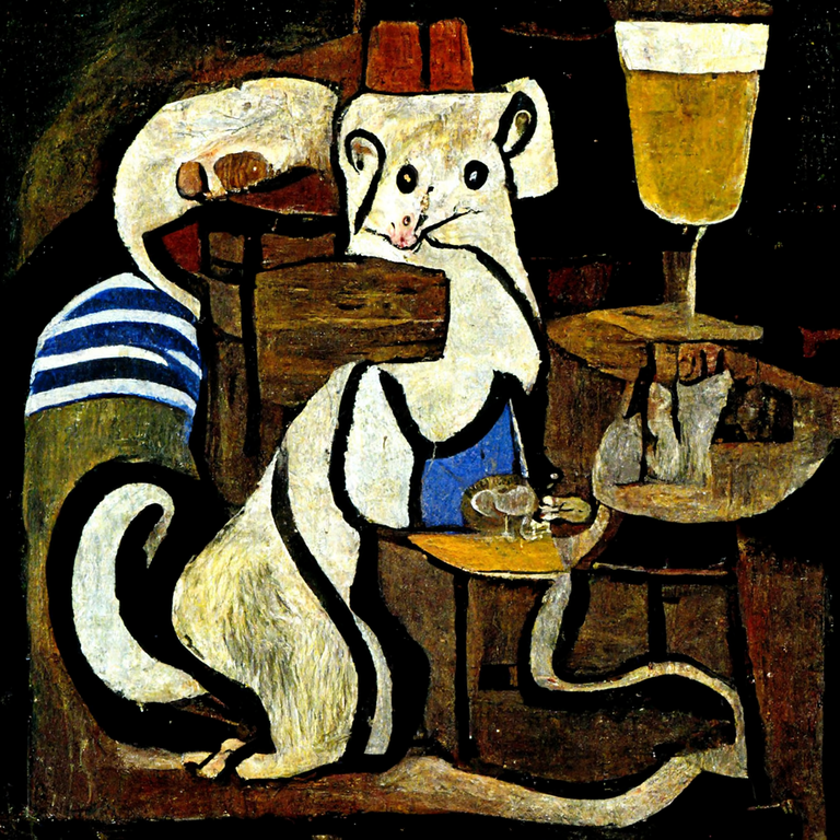 alcoholic ferret in a tavern by Picasso