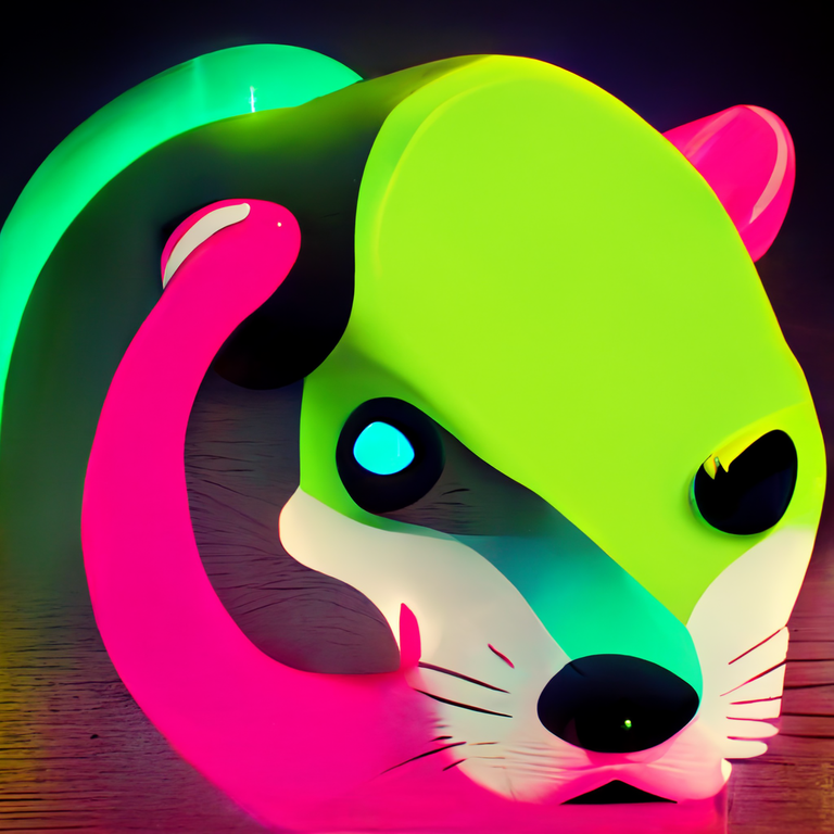 alcoholic ferret, facets style, neon colors, glyph accents, hyper detail