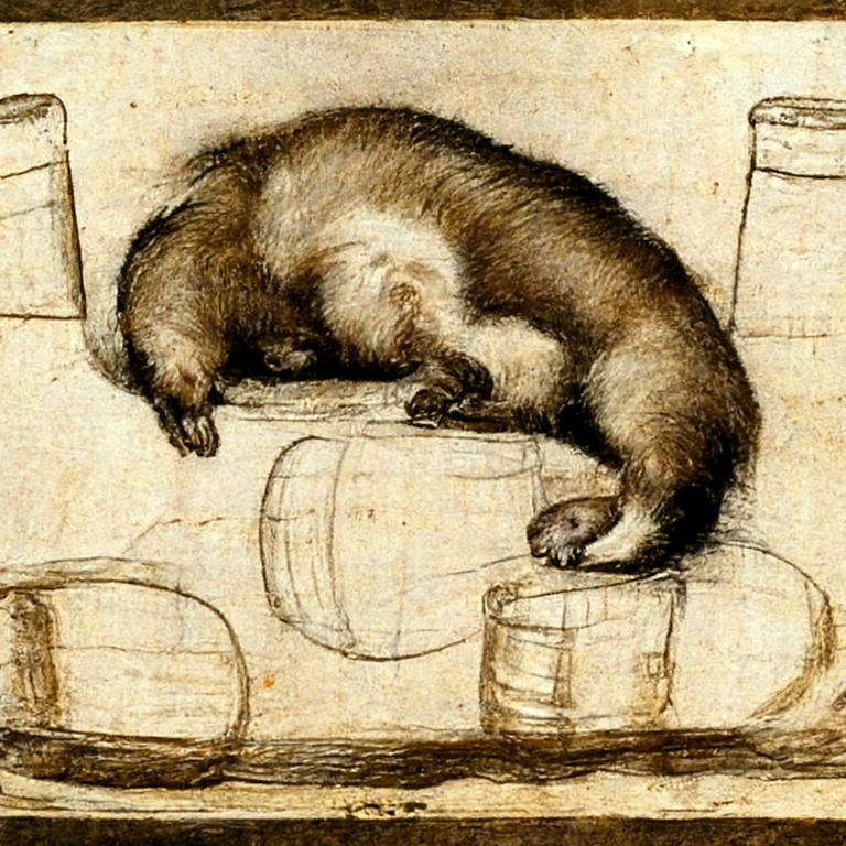 sketch of an alcoholic ferret by Leonardo DaVinci