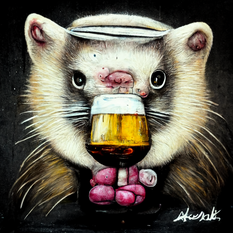 street art inspired alcoholic ferret