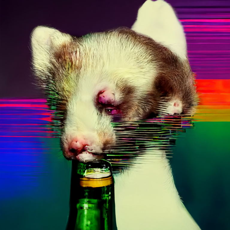 prompt: glitch art alcoholic ferret