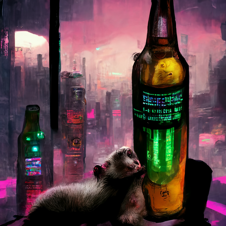 cyberpunk alcoholic ferret