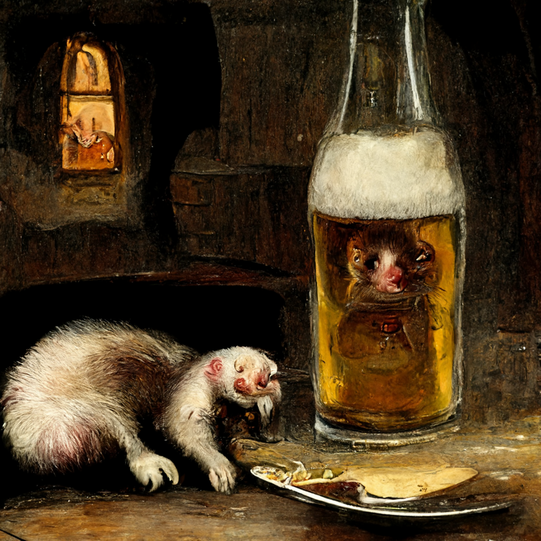 alcoholic ferret in a tavern by Gouider Triki