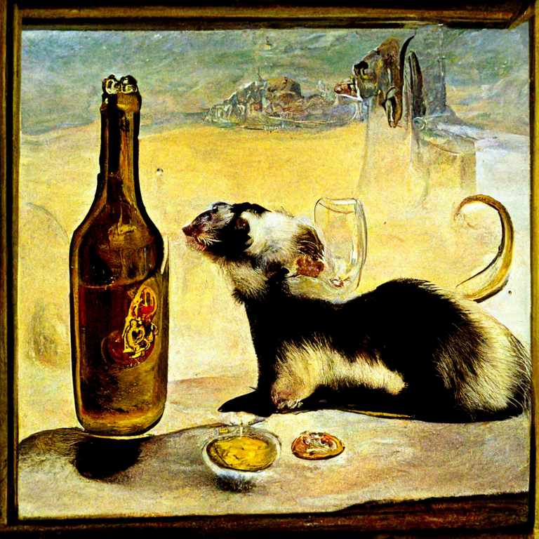 alcoholic ferret in a tavern by Salvador Dali