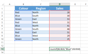 Sumif and SUMIFS in excel