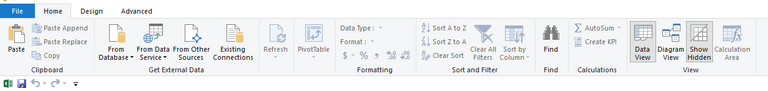 PowerPivot home ribbon