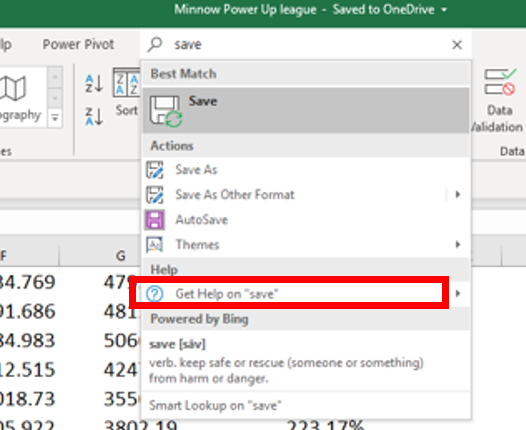 excel help feature