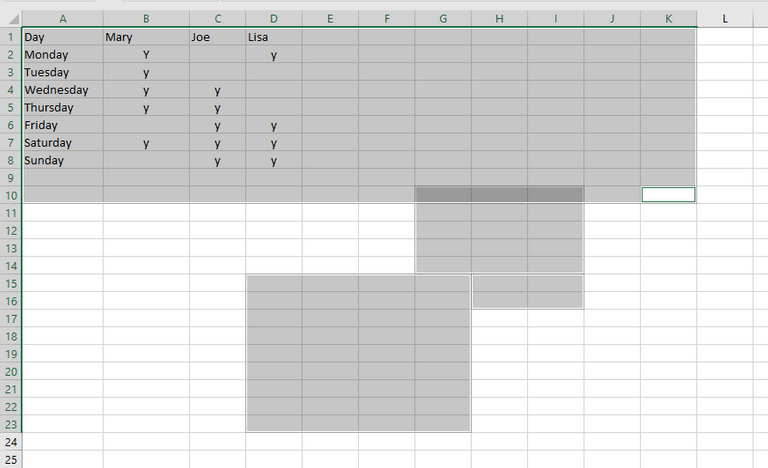 how to select multiple ranges in excel