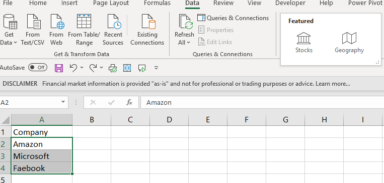 rich data types in Excel